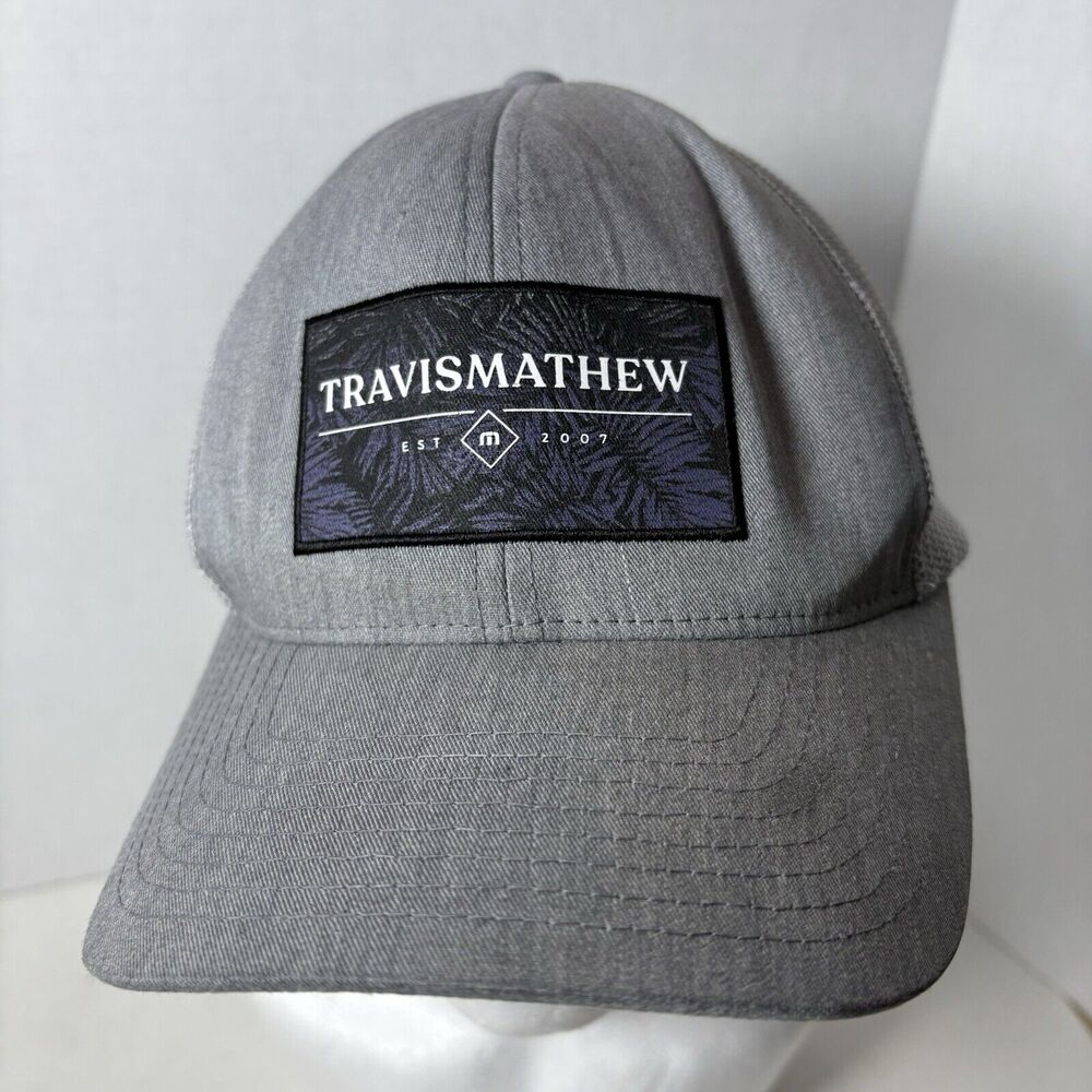 Travis Mathew Trucker‎ Hat Cap Gray Mens OSFM Adj Snapback 110 FlexFit Read